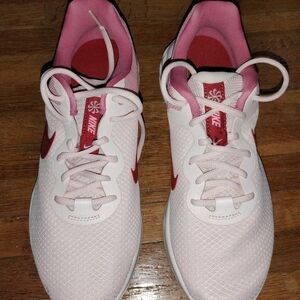Nike Women's Pink and White Running Shoes